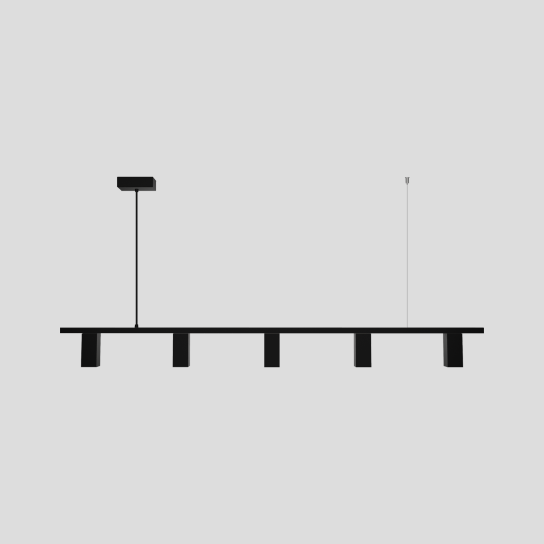 Pendente Montare Atria Tubo Quadrado 5L Dicroica MR16 1400x100x200mm 308140