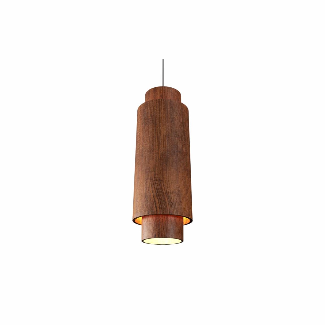Pendente Accord Cilíndrico Duplo Madeira 1L E27 Ø160x300mm 1476