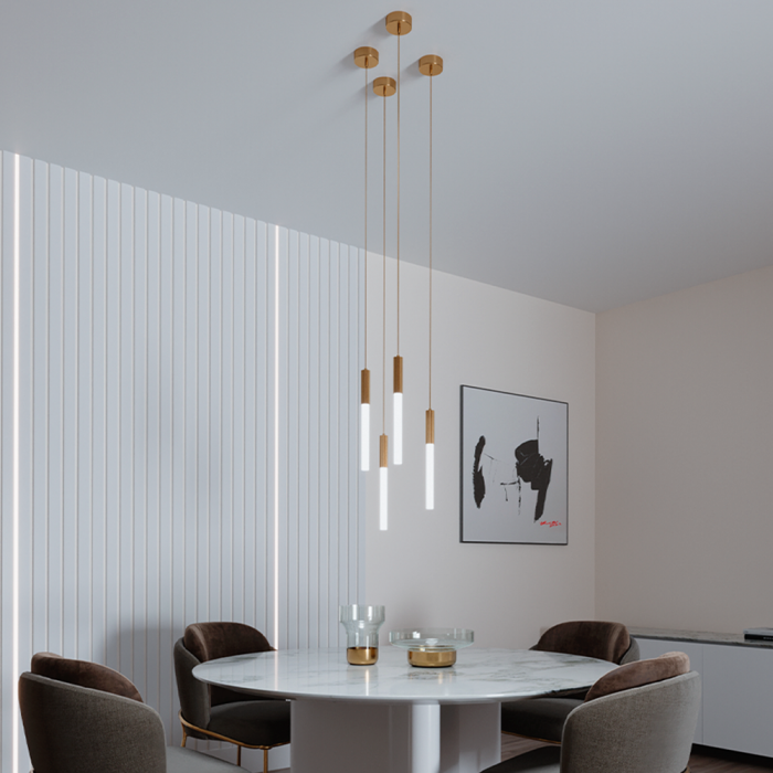 Pendente Nordecor Vanna Bronze 3 watts 3000K Bivolt Metal e Vidro Ø35x450mm 2395