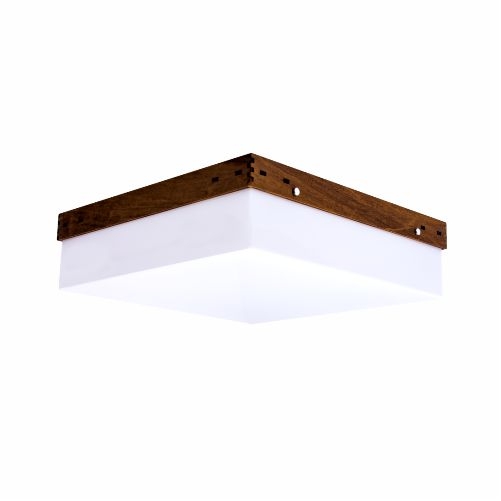 Plafon Accord Cachepot Madeira e Acrílico 26 watts 2700K Bivolt 400x400x120mm 565LED