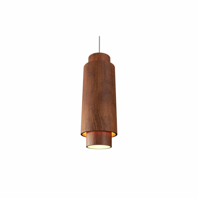 Pendente Accord Cilíndrico Duplo Madeira 1L E27 Ø160x300mm 1476