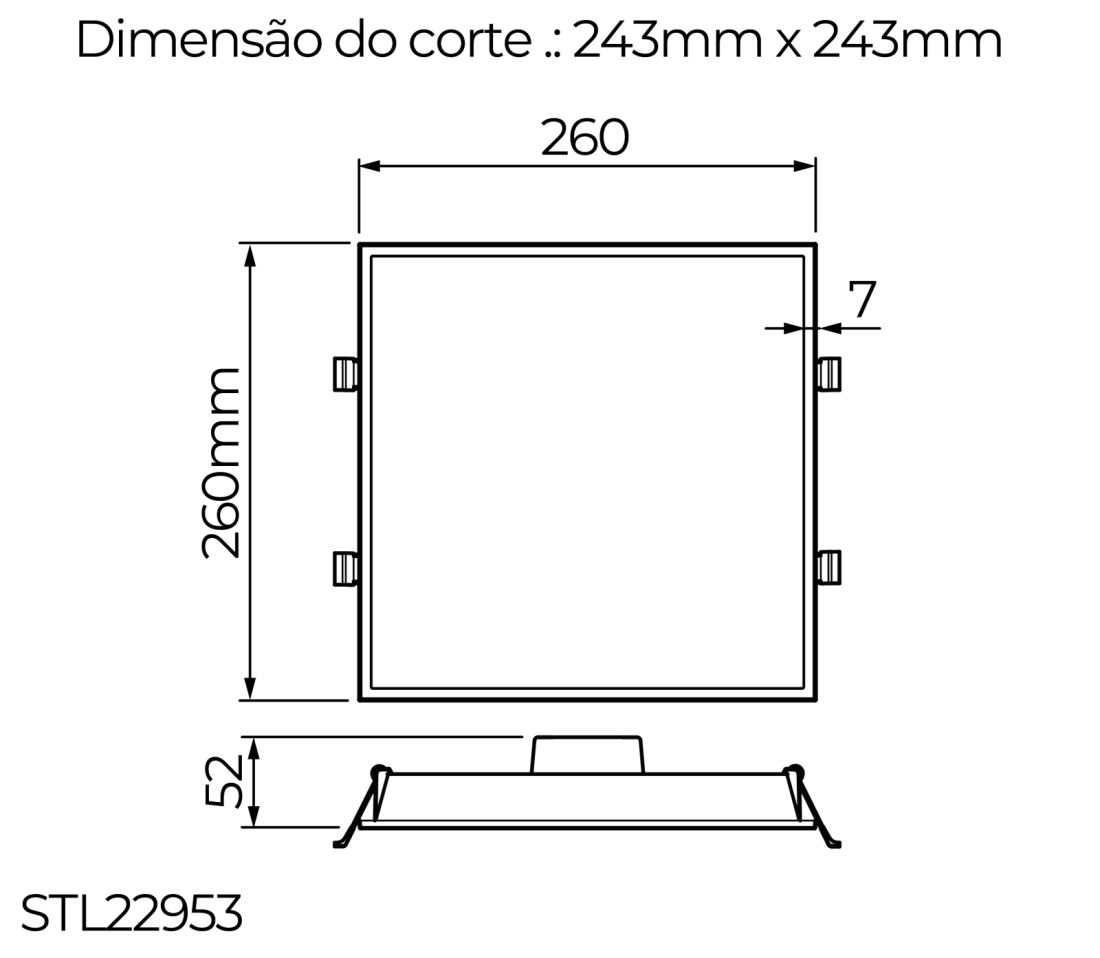 Painel de Embutir Stella Edge Branco 20 Watts 3000K 260x260mm STL22953BR/30