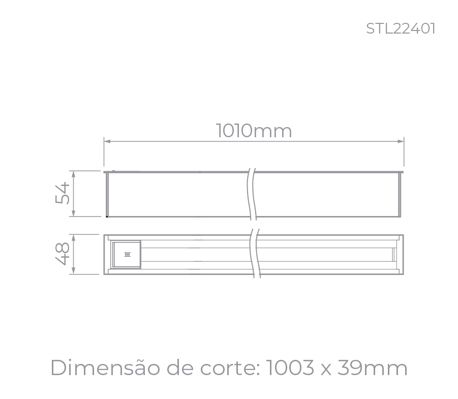 Trilho de Embutir Stella Trace 1 Metro Preto STL22401PTO