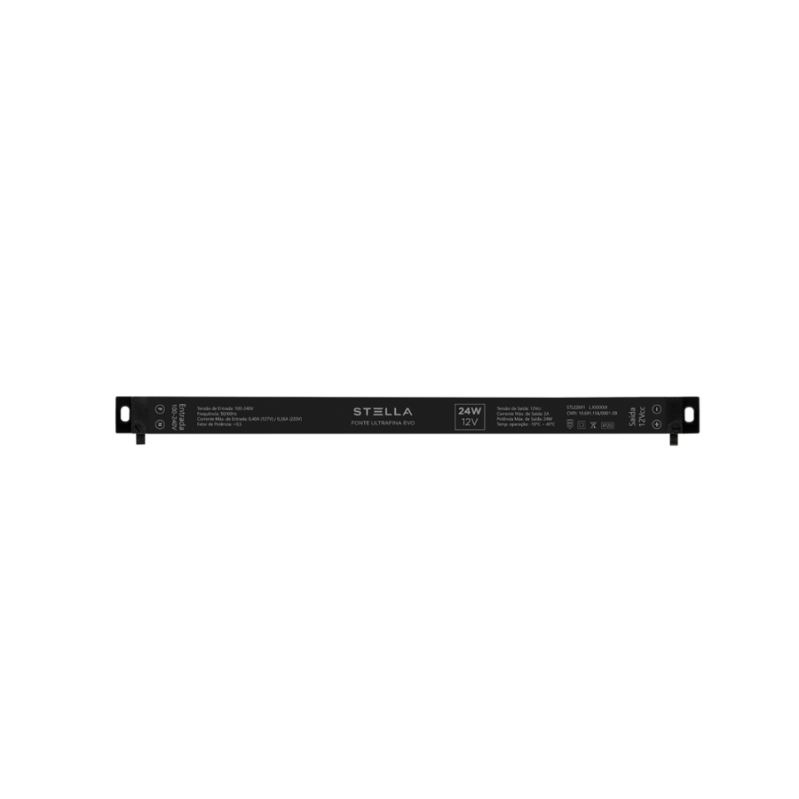 Fonte 12V Stella Ultrafina Evo 24 Watts IP20 Bivolt 280x16x18mm STL22691
