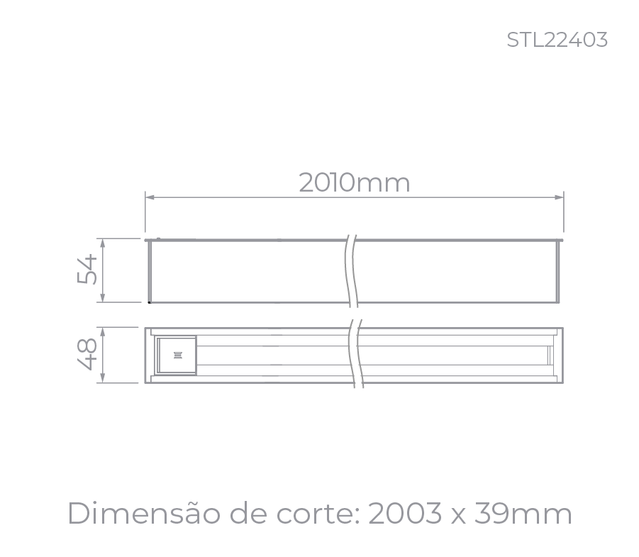 Trilho de Embutir Stella Trace 2 Metros Preto STL22403PTO