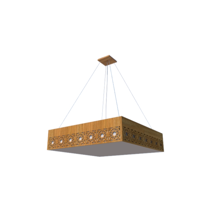 Pendente Fox Lustres Madeira Laser 4L E27 500x500x150mm 820
