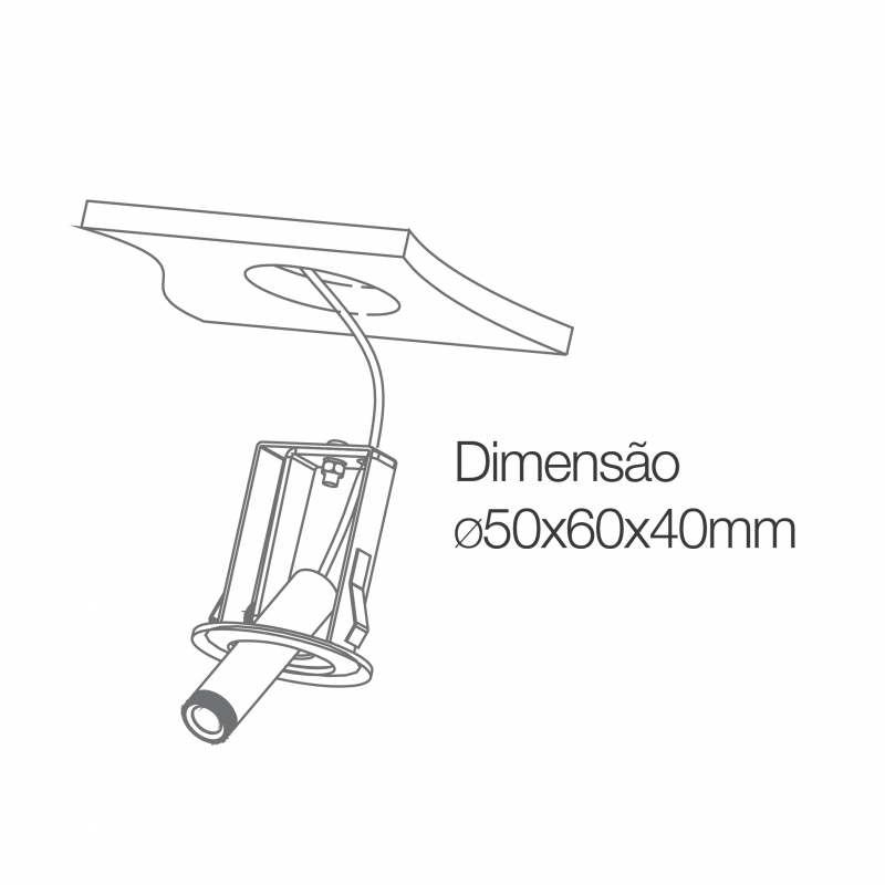 Mini Embutido Romalux para Spot Mini Angle Preto Ø50x60x40mm Waldir Jr. C0029