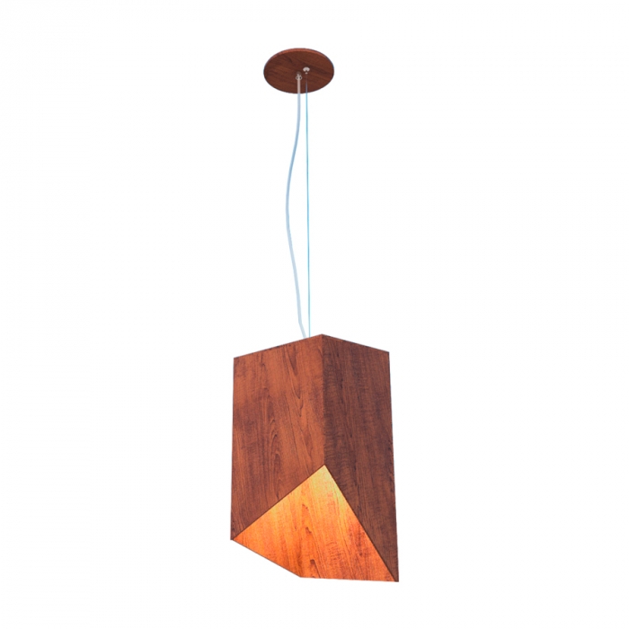Pendente Fox Lustres Madeira Facetado 1L E27 350x230x170mm 908