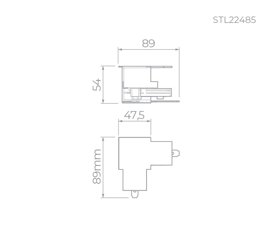 Conexão L Stella para Trilho Trace de Embutir Preto STL22485BR