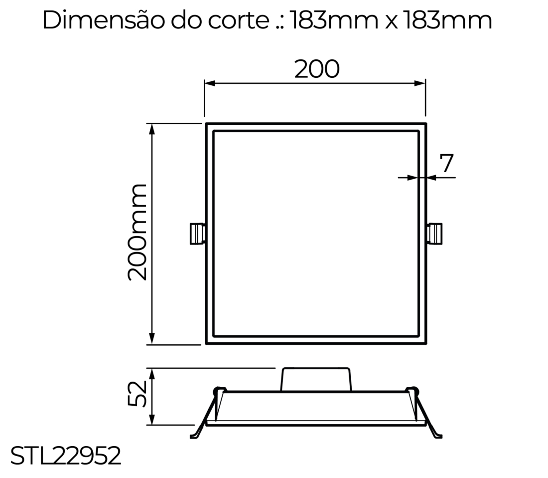 Painel de Embutir Stella Edge Branco 14 Watts 3000K 200x200mm STL22952BR/30