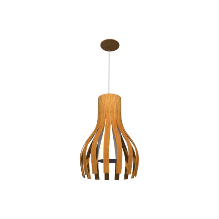 Pendente Fox Lustres Madeira Ripada 1L E27 Ø340x500mm A120