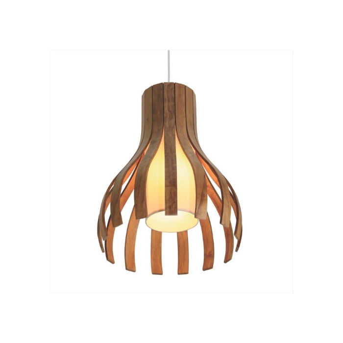 Pendente Fox Lustres Madeira Ripada 1L E27 Ø340x500mm A120