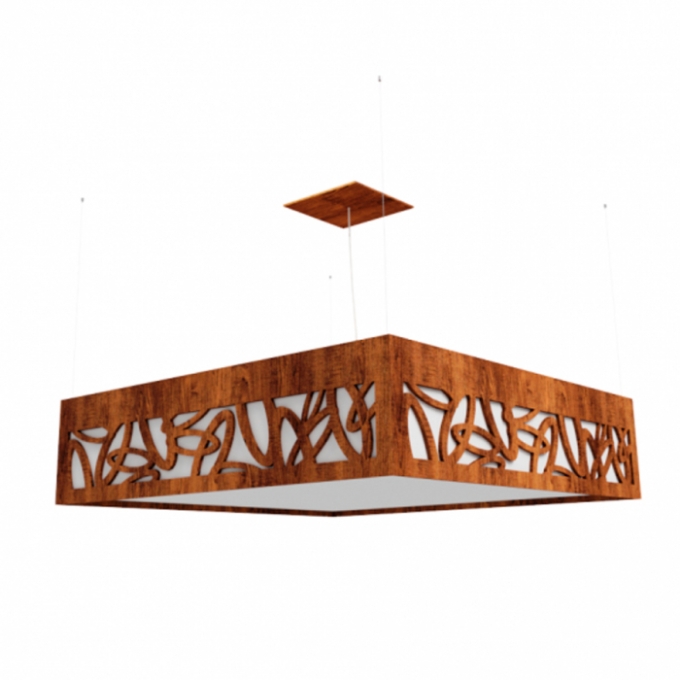 Pendente Fox Lustres Madeira Laser 5L E27 600x600x150mm 831