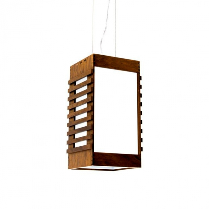 Pendente Fox Lustres Madeira Ripada 1L E27 170x170x300mm A50
