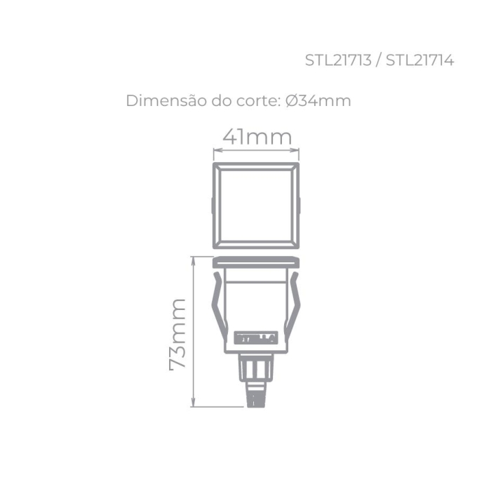 Balizador Solo Stella Way Side 1,5 Watt 3000K IP67 24V 41x73mm 1 Facho Preto STL22713/30