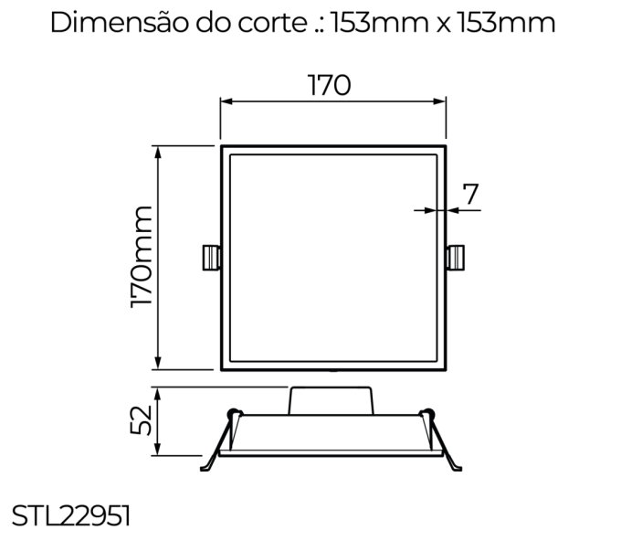 Painel de Embutir Stella Edge Branco 8 Watts 4000K 170x170mm STL22951BR/40
