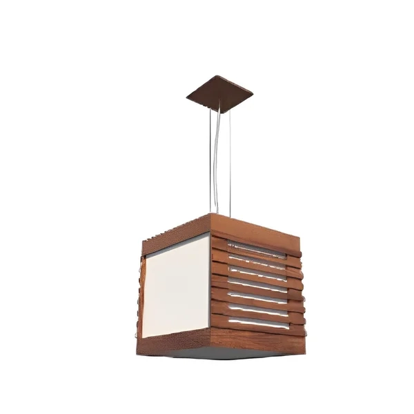 Pendente Fox Lustres Madeira Ripada 1L E27 260x260x260mm A80