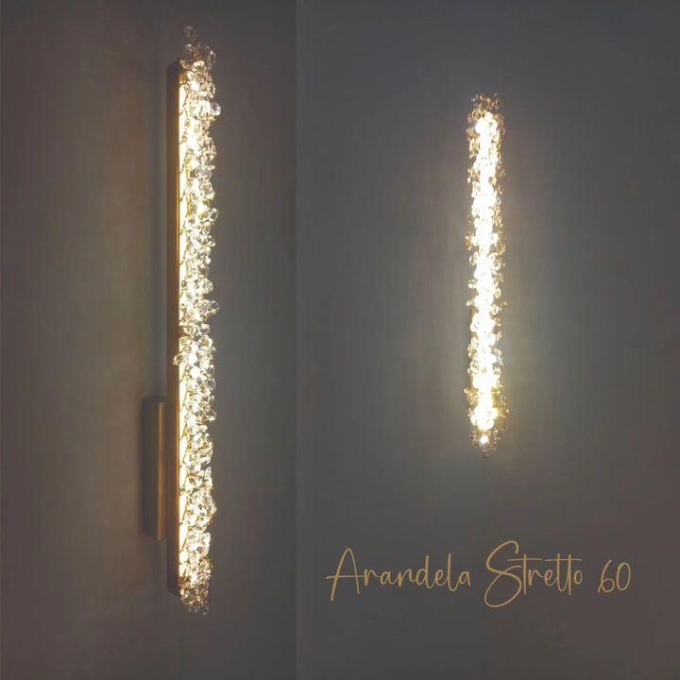 Arandela Artesanal Lampluz Stretto Alumínio e Cristal 12 watts 2700K 600x30mm 