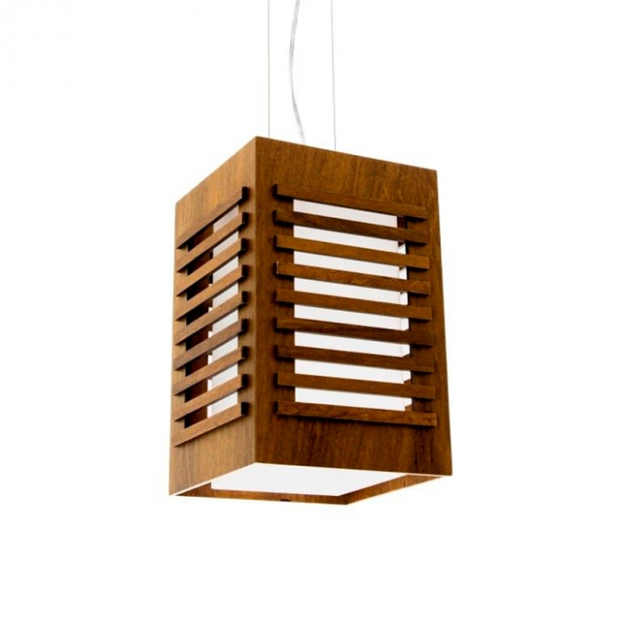 Pendente Fox Lustres Madeira Ripada 1L E27 170x170x300mm A60