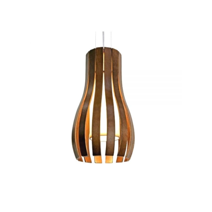 Pendente Fox Lustres Madeira Ripada 1L E27 Ø270x500mm A150