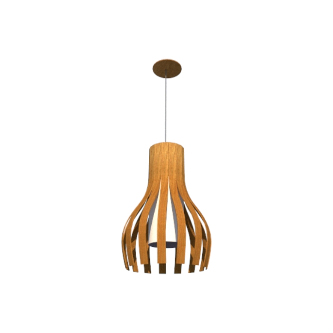 Pendente Fox Lustres Madeira Ripada 1L E27 Ø340x500mm A120