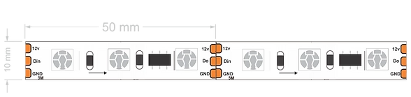 Fita Led Digital Alpertone RGB 14,4w/mt 12V 60 leds/mt IP20 10mm (Rolo 5 metros) 0303