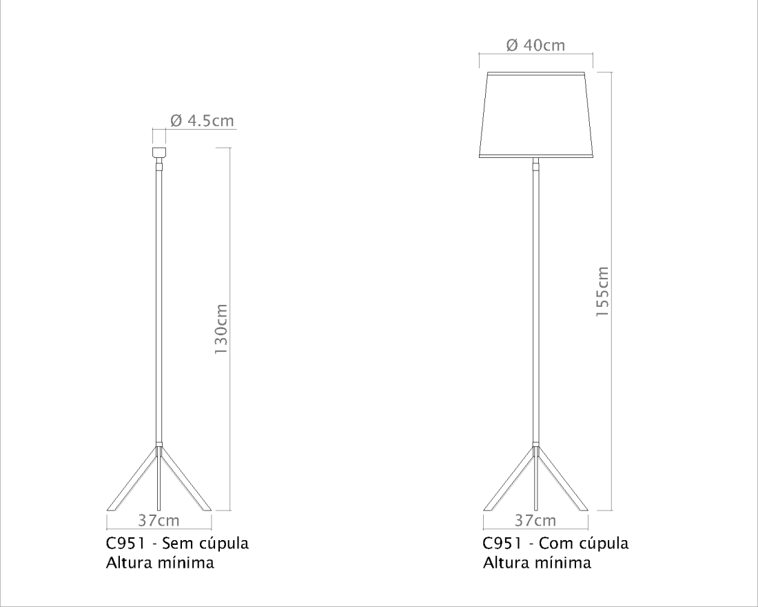 Coluna Golden Art Tripé Telescópica 1L E27 1550-1950mm C950PI
