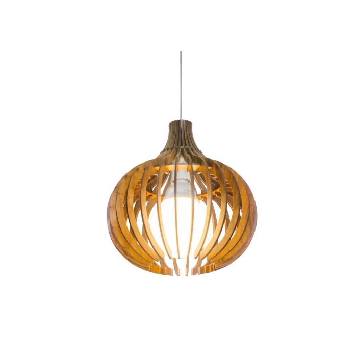 Pendente Fox Lustres Madeira Ripada 1L E27 Ø450x350mm L60
