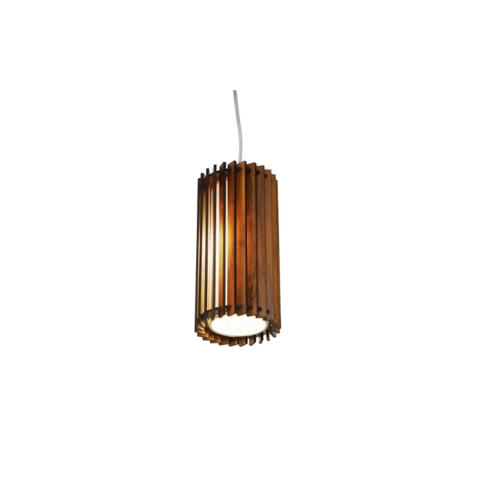 Pendente Fox Lustres Madeira Ripada 1L E27 Ø160x360mm L215