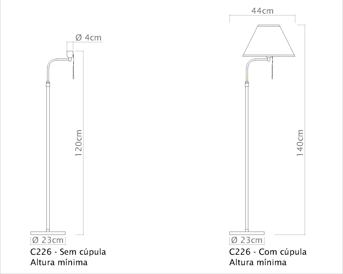 Coluna Golden Art Britner Telescópica Haste Curva 1L E27 1400-1850mm C226PI