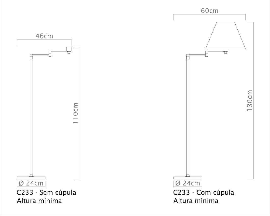 Coluna Golden Art Carol Telescópica Braço Articulado 1L E27 1300-1750mm C233PI