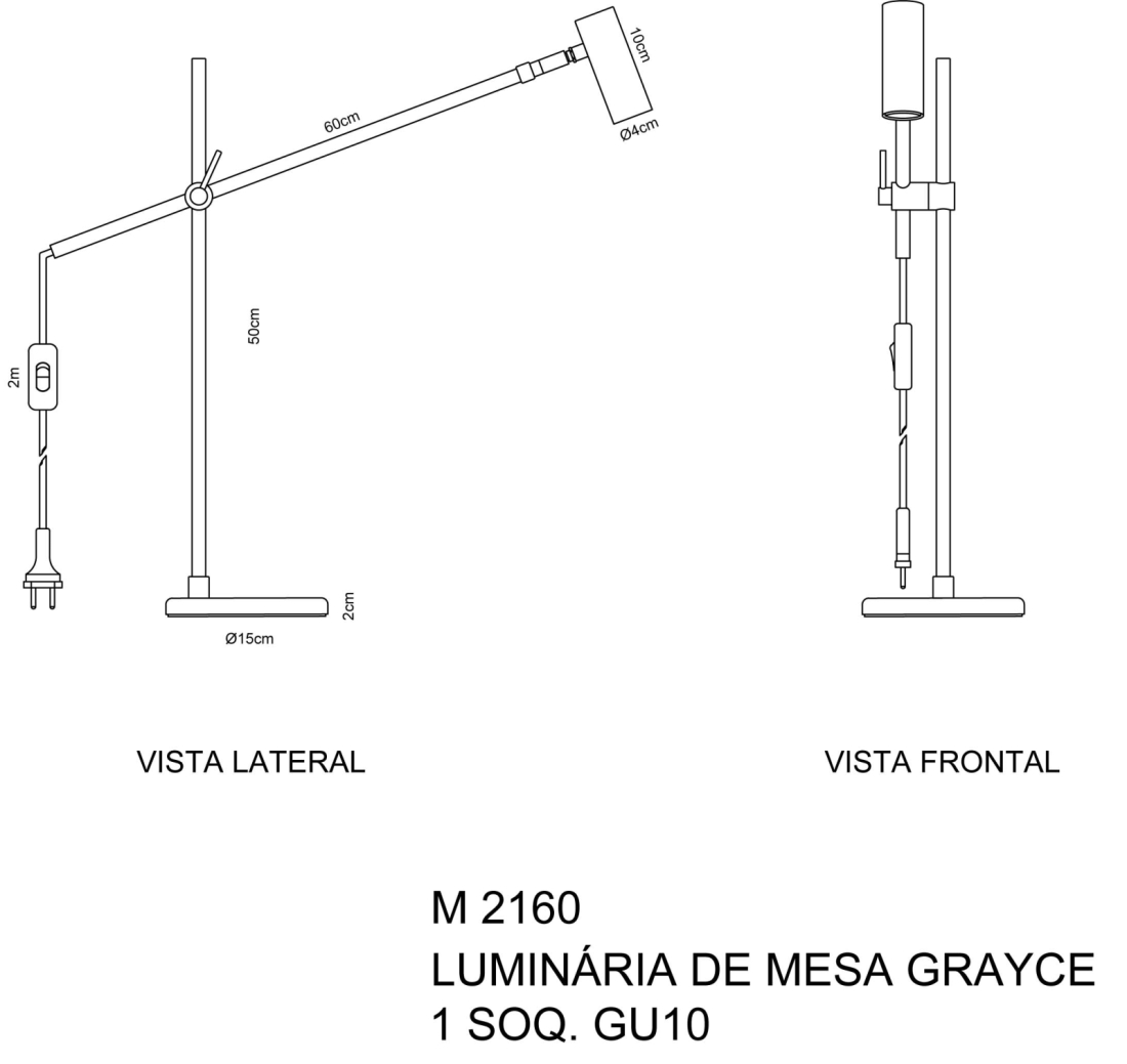 Abajur Golden Art Grayce 1L GU10 500mm M2160PI