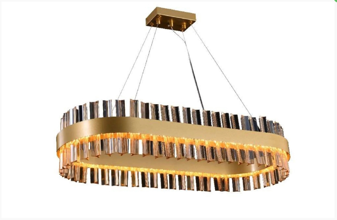 Pendente Starlux Crown Retangular Dourado e Ambar 2700K 800x350mm ZR073-AB-RT