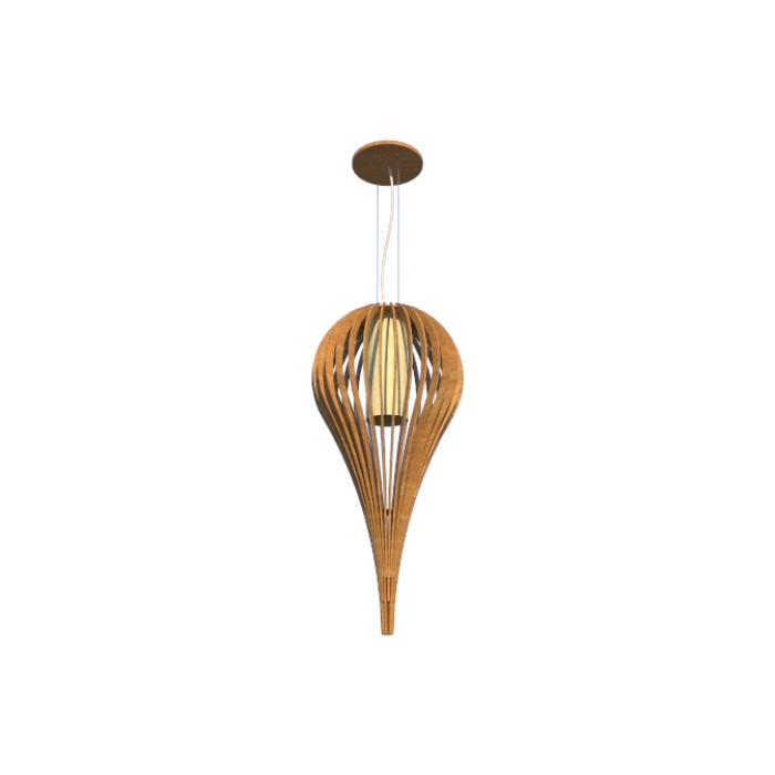 Pendente Fox Lustres Madeira Ripada 1L E27 Ø500x1200mm L54