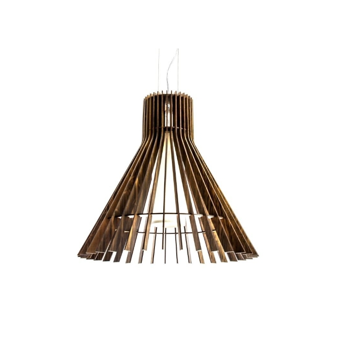 Pendente Fox Lustres Madeira Ripada 1L E27 Ø520x490mm L70