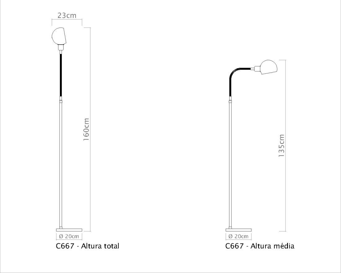 Coluna Golden Art Zara Haste Flexível 1L E27 1350mm C667PI
