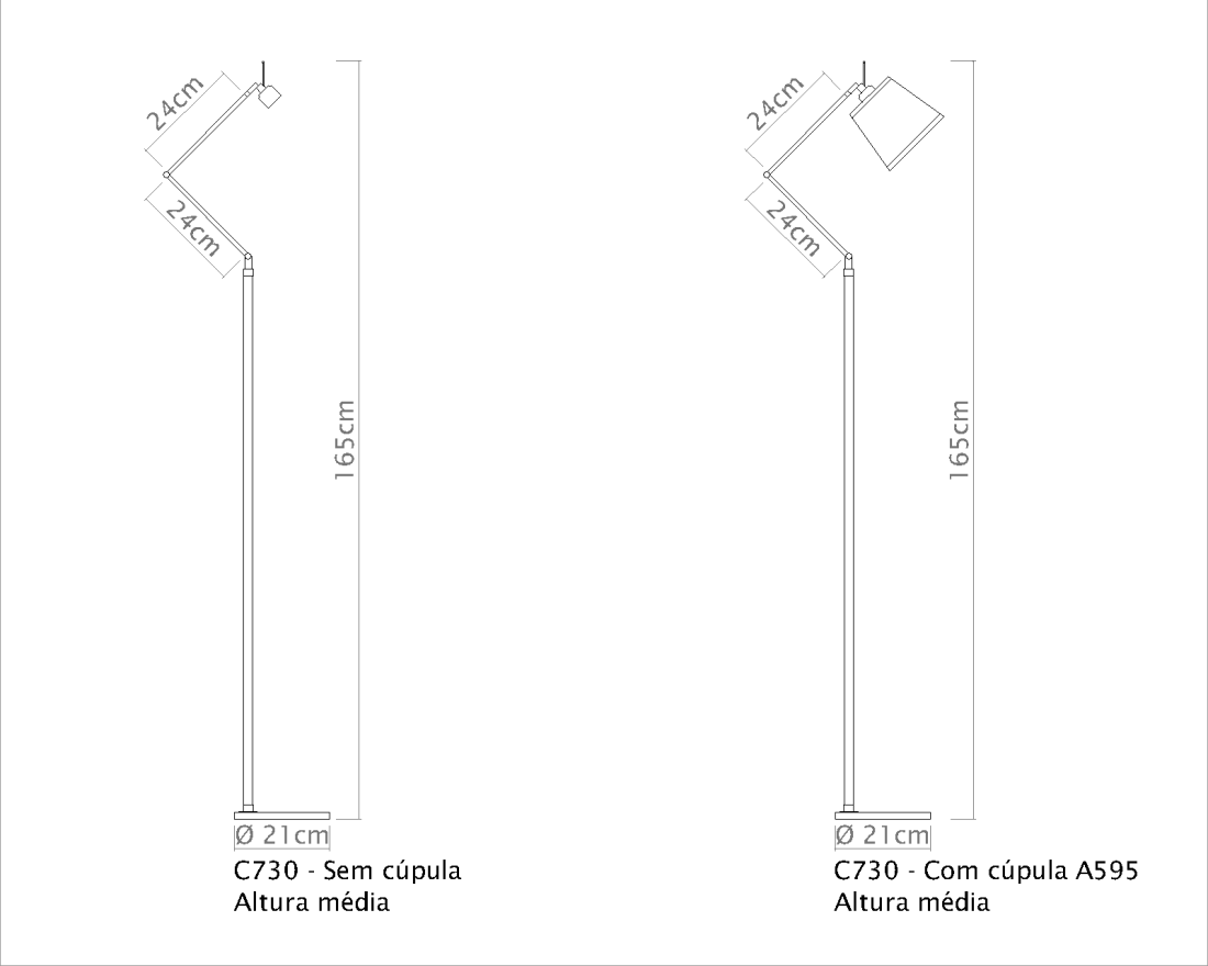 Coluna Golden Art Rebecca Articulada 1L E27 1650mm C730PI