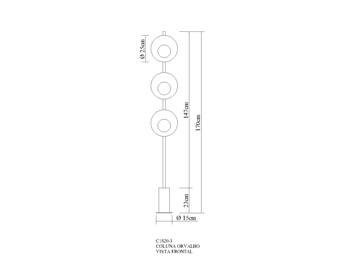 Coluna Golden Art Orvalho 3 watts 3000K Bivolt 1700mm C1820-3PI