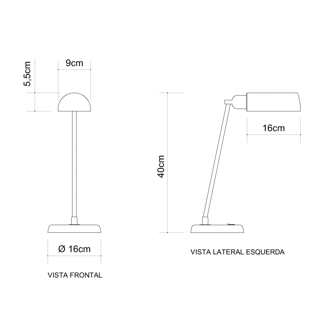 Luminária de Mesa Golden Art Desk Haste Inclinada 400mm 1L E27 M683PI