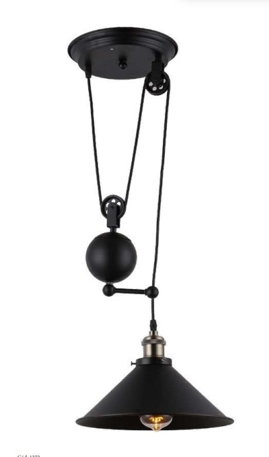 Pendente LUZ DE CASA com Peso e Roldana 1L E27 Ø350mm Preto