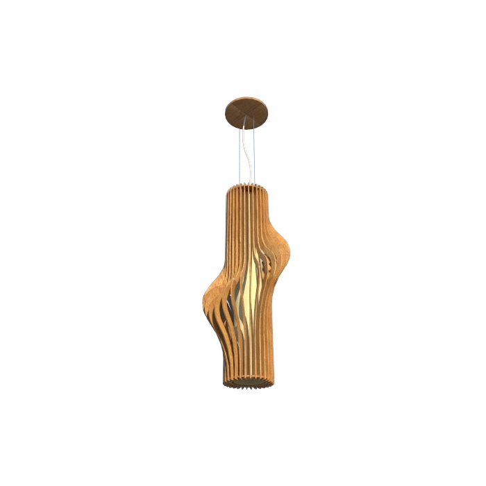 Pendente Fox Lustres Madeira Ripada 1L E27 440x280mm L130