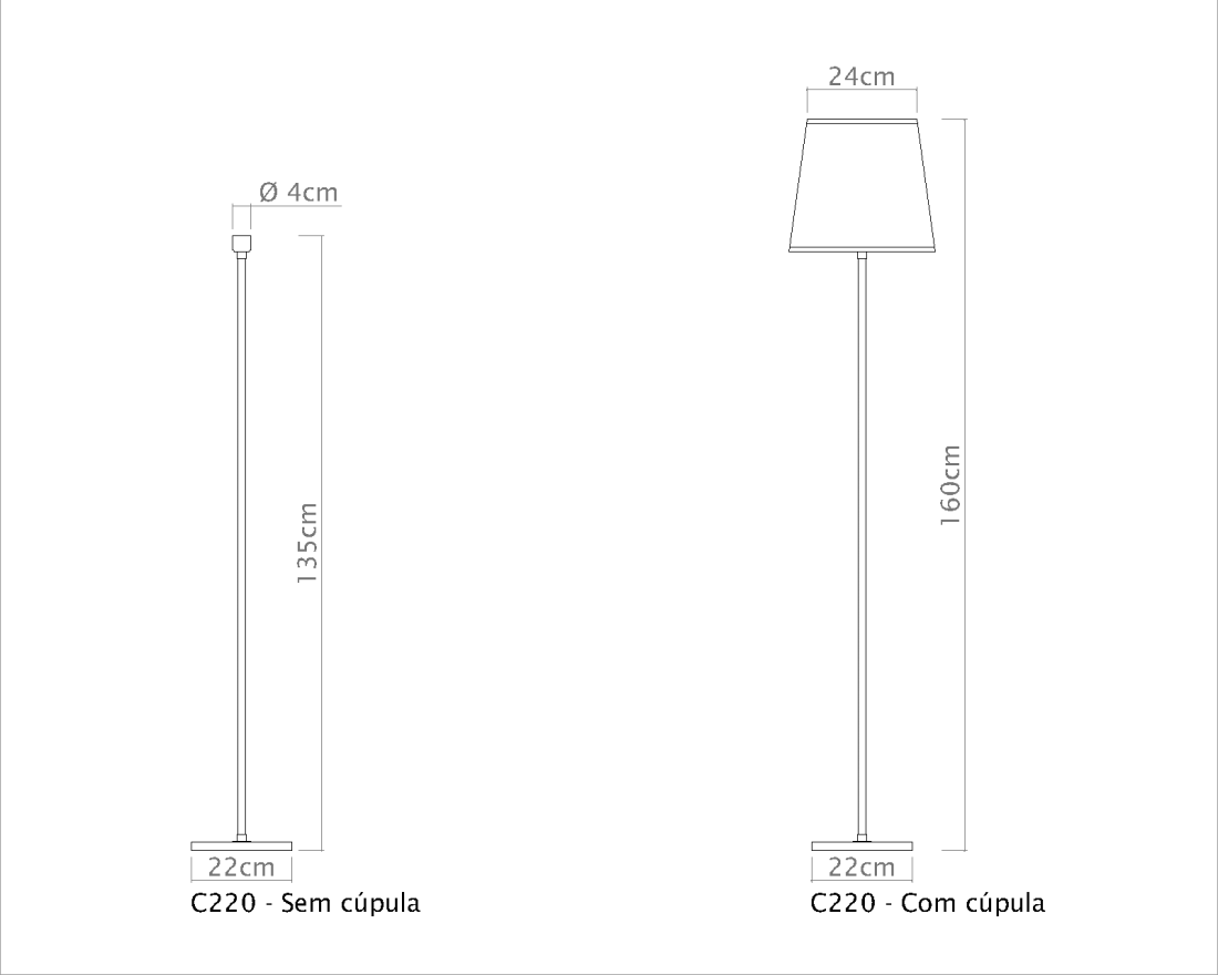 Coluna Golden Art Pietra Reta Base Quadrada 1L E27 1600mm C220PI