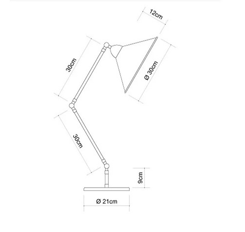 Abajur Golden Art Baboo 2 Articulações Braço de 300mm 1L E27 700mm M1060-30-411PI