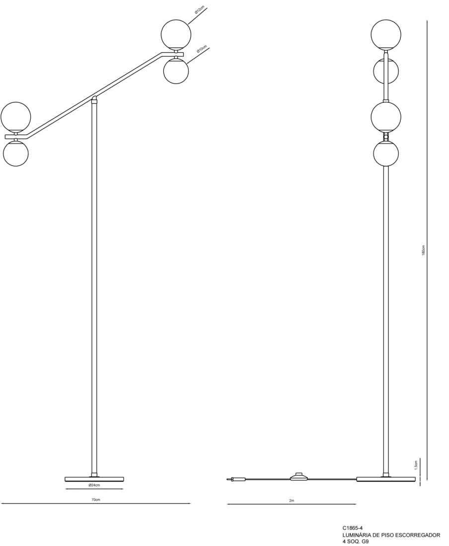 Coluna Golden Art Escorregador 4L G9 1700mm C1865-4PI