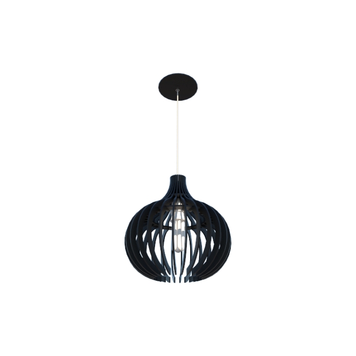 Pendente Fox Lustres Madeira Ripada 1L E27 Ø450x350mm L60