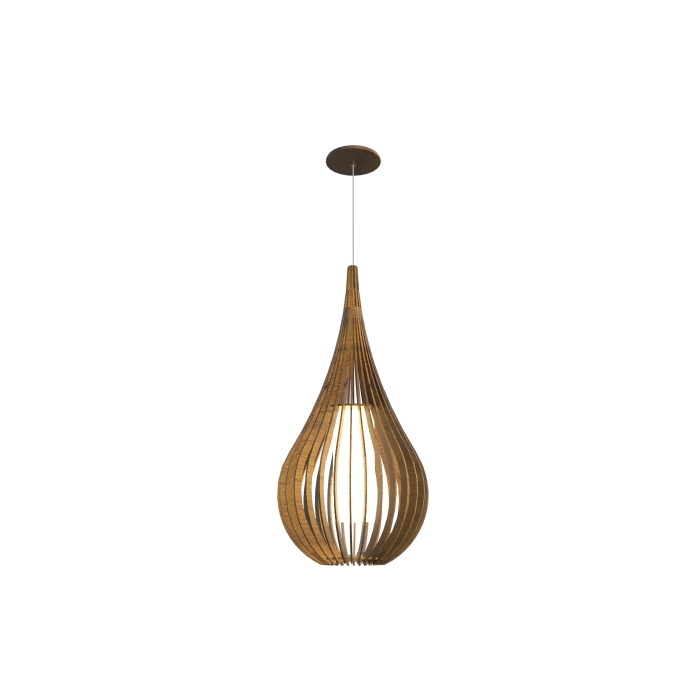 Pendente Fox Lustres Madeira Ripada 1L E27 Ø470x950mm L58