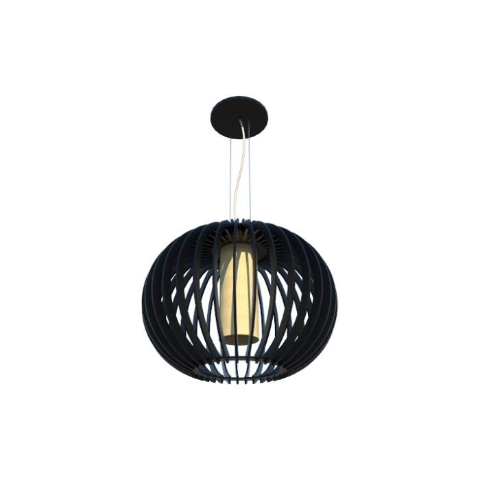 Pendente Fox Lustres Madeira Ripada 1L E27 Ø450x350mm L30