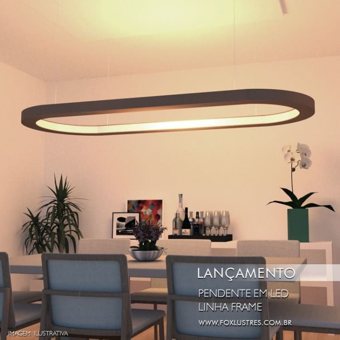 Pendente Fox Lustres Led Madeira 47 watts 3000K 1000x400x40mm 889