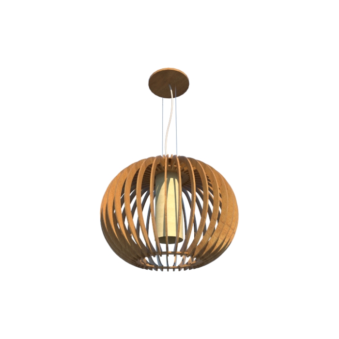 Pendente Fox Lustres Madeira Ripada 1L E27 Ø450x350mm L30