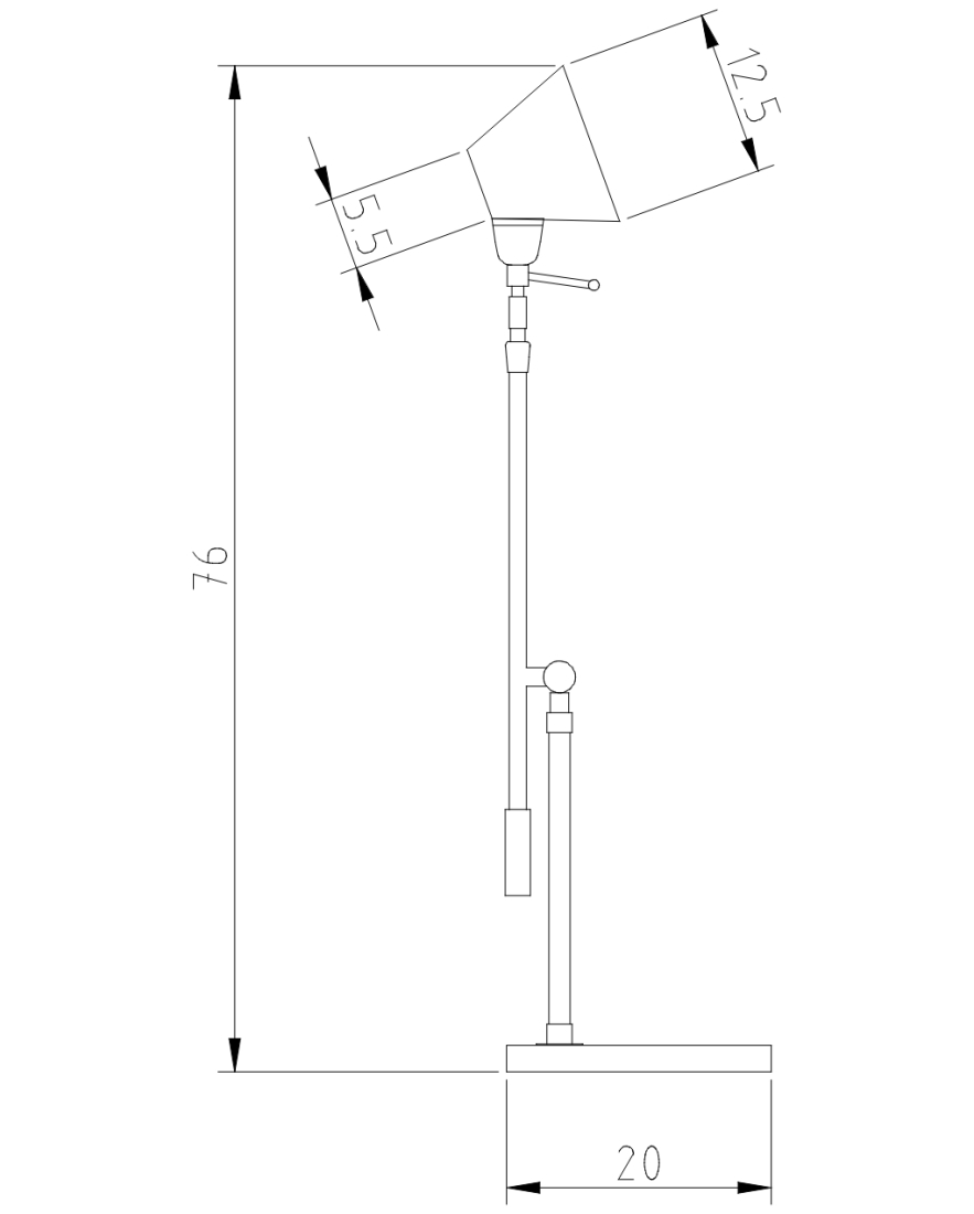 Luminária de Mesa Golden Art Zull Articulada Base Retangular 1L G9 600mm M786PI